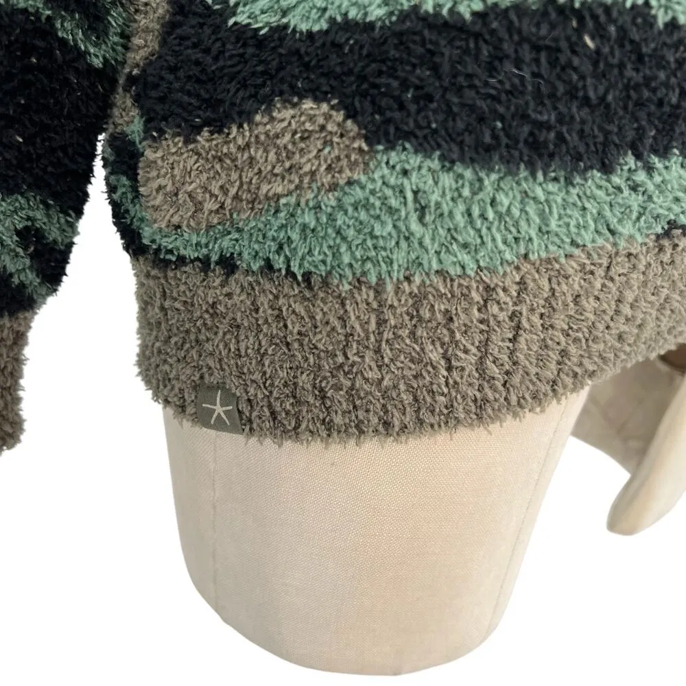 Barefoot Dreams CozyChic‎ Seaside Crew Neck Pullover Sweater Green Camo Small - Image 7