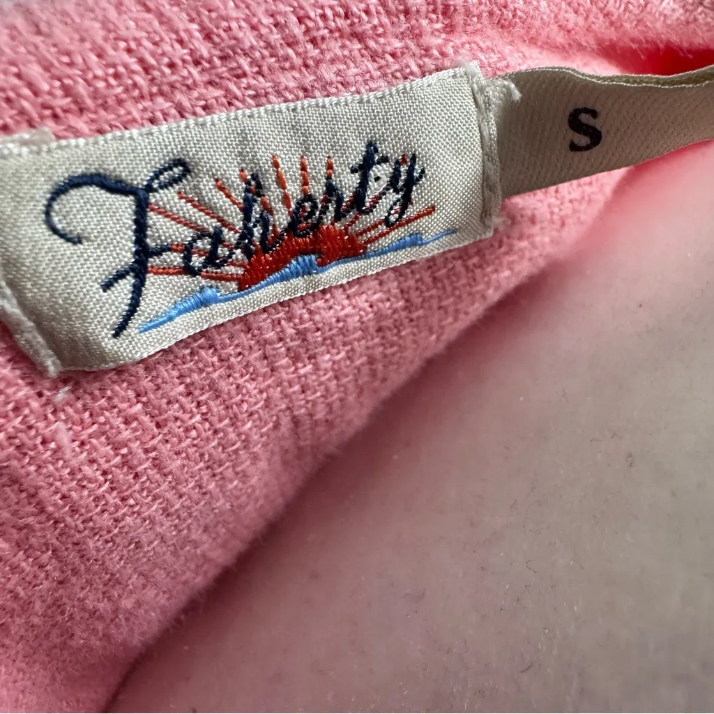 Faherty Sanibel Basketweave Dress Short Sleeve Mini Linen Light Pink Small - Image 10