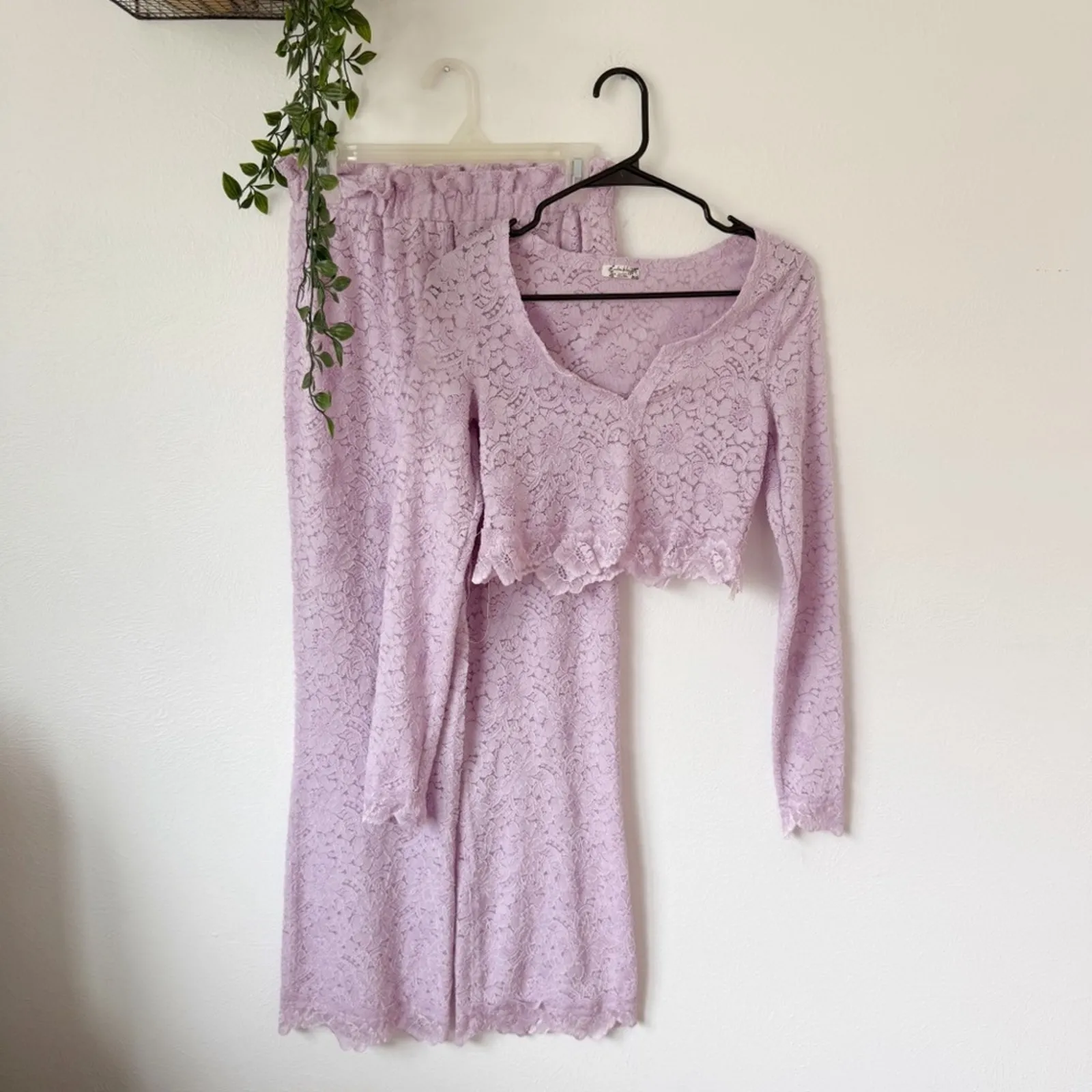 Free People Intimately Cloud Ride Lace Lounge Set Sz XS - Image 3