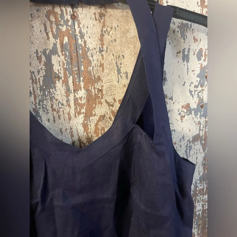 Philosophy Republic Linen A-line midi dress NWT size 10 women’s navy blue - Image 2