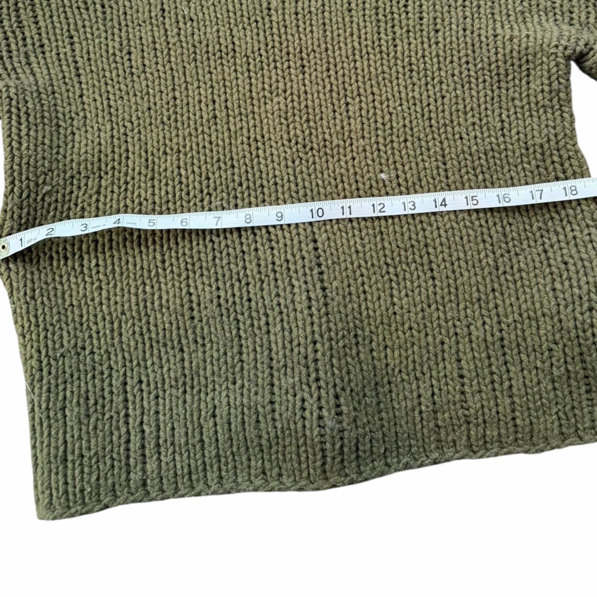 Vince Knit Wool Blend Chunky Knit Sweater Forest Green Semi Sheer Boat Neck - Image 2