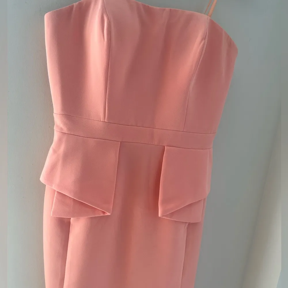 Aidan Mattox Strapless Pink Coral Peplum Cocktail Mini Dress size 4 - Image 5