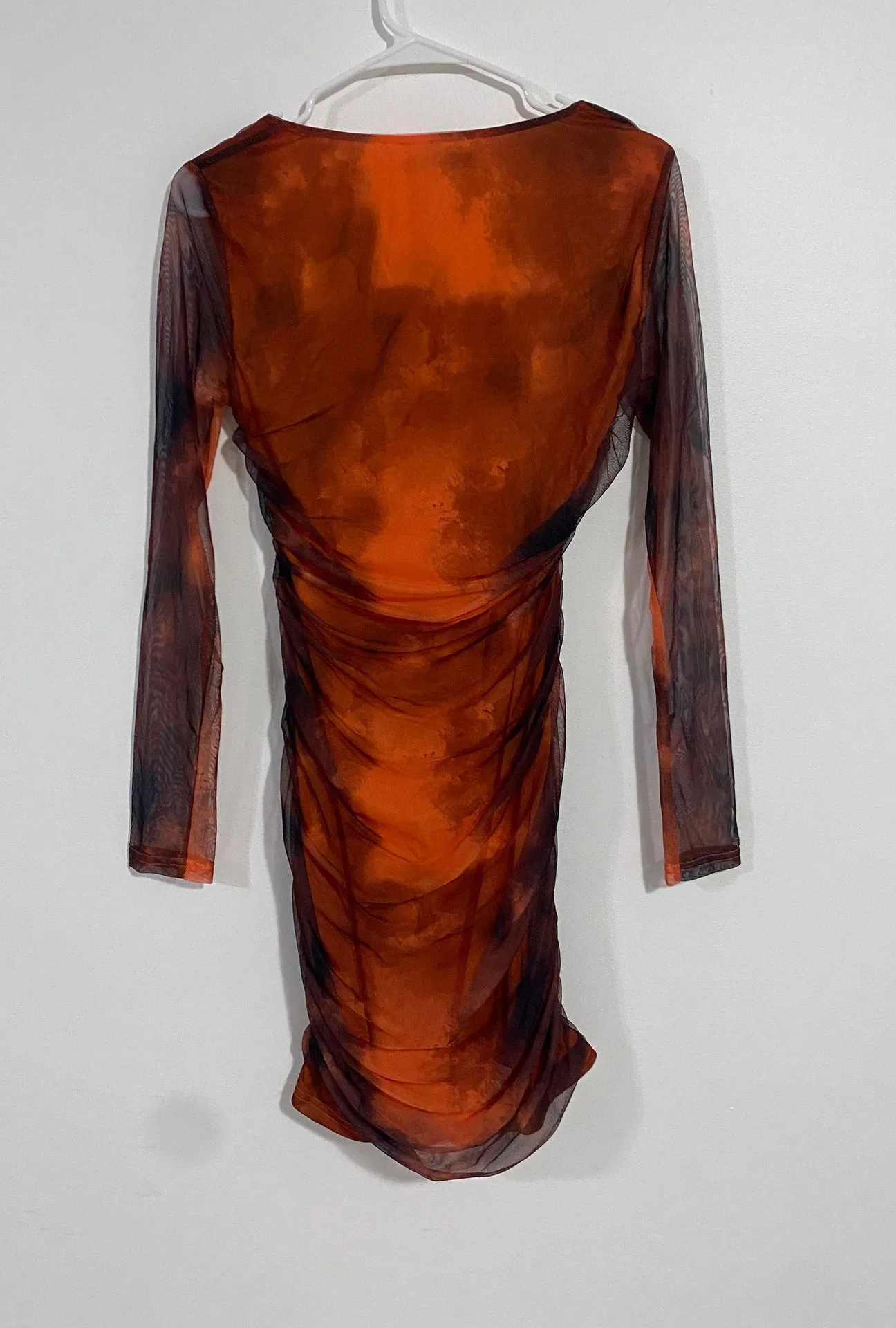 Mesh Ruched Tie Dye Dress - Image 8