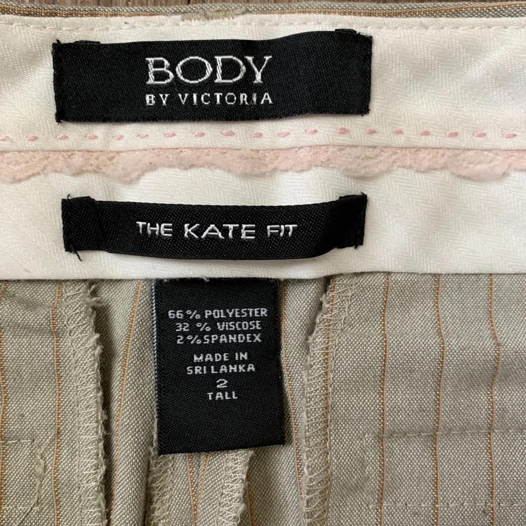 Body By Victoria The Kate Fit Beige Stripe Pants - Image 10