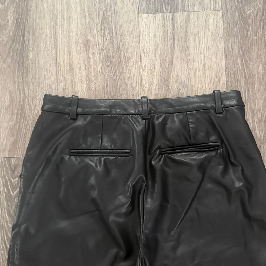 Madewell x Amiee Song Black Faux Leather Pants Size 12 Relaxed Fit High Rise - Image 5