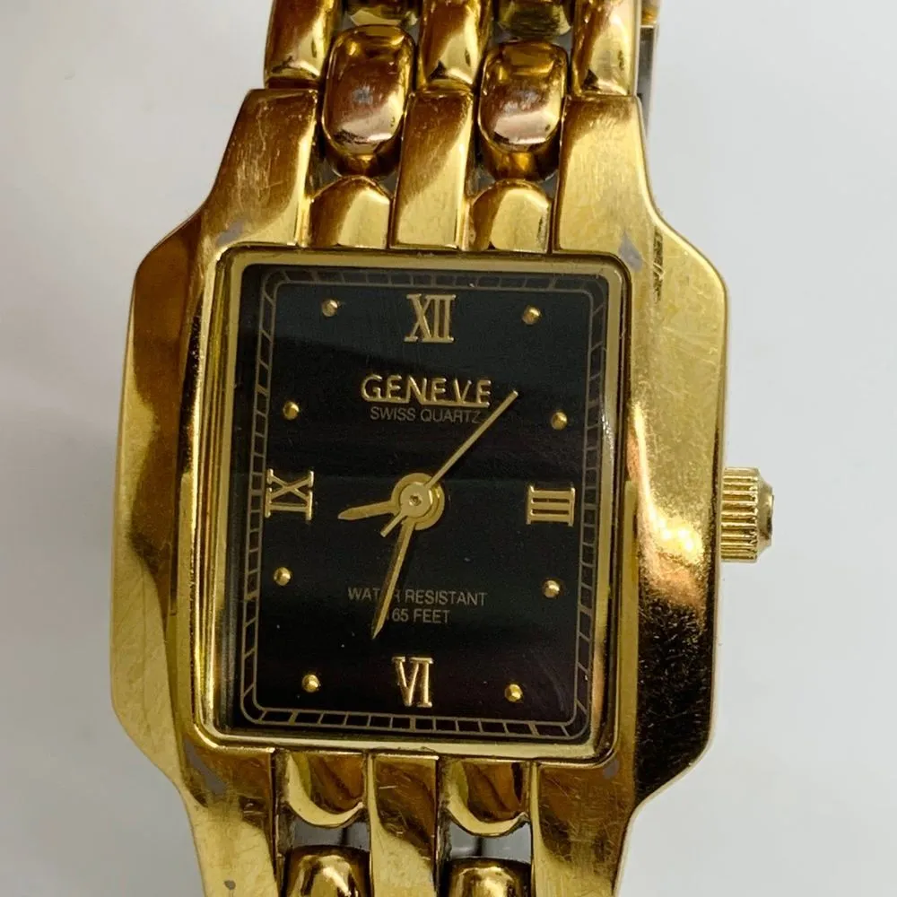 Geneve womens swiss Quartz watch 21mm black dial WR 6” new battery - Image 2