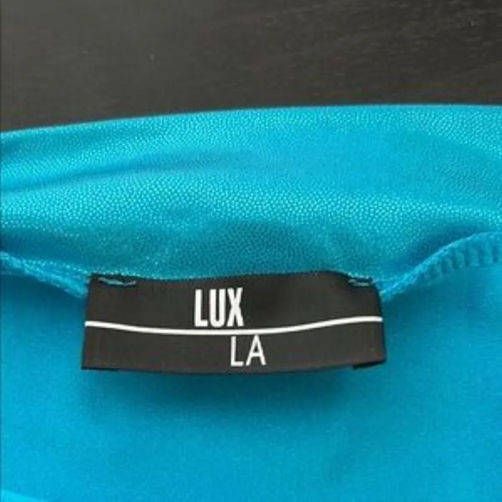 NWOT LUX LA Metallic Turquoise Boue High Waisted Bikini Bottom Size Medium - Image 3