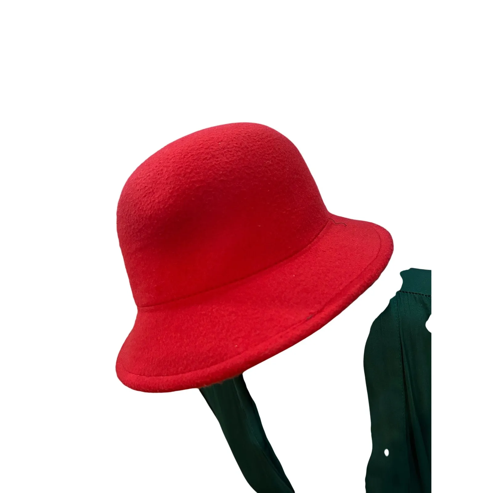 Vibrant Red Felt Cloche Hat Women's Stylish Winter Fashion Accessory - Image 3