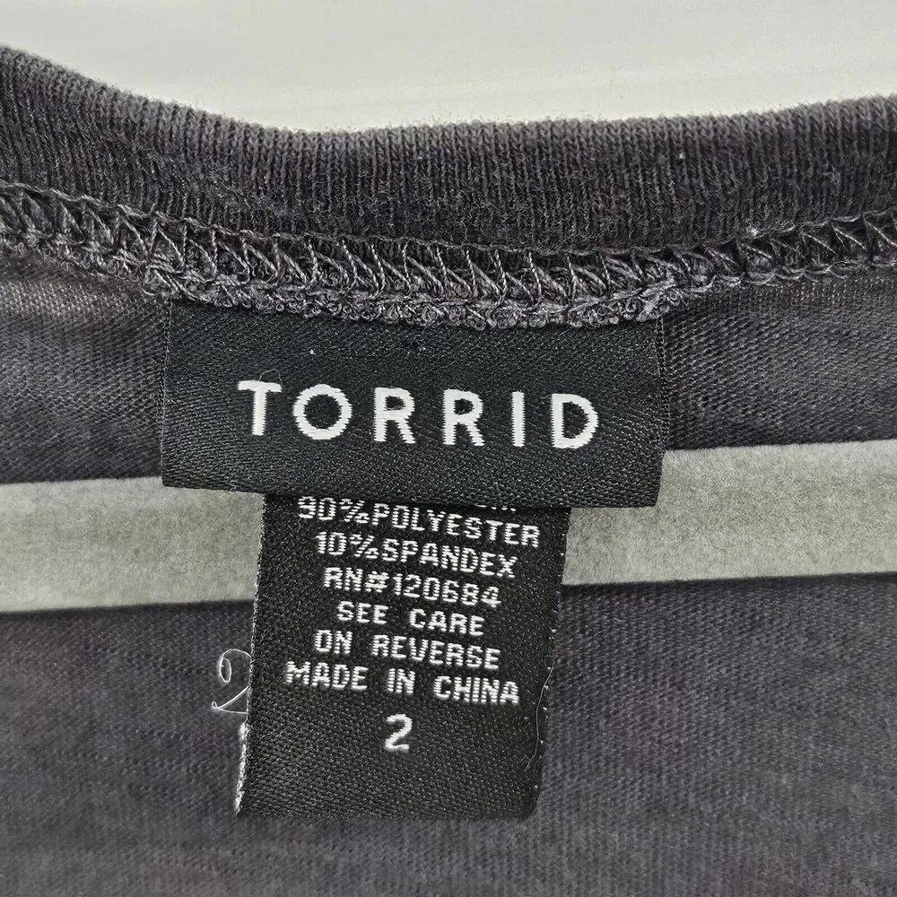 Torrid Faux Suede Perforated T-Shirt Womens Size 2X Mixed Media Slub Knit Gray - Image 4