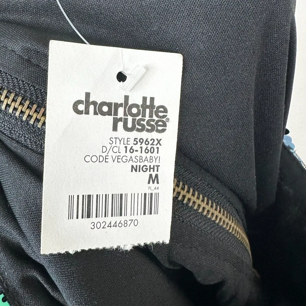 NEW Charlotte Russe Shirt Size M Vegas Baby All Over Sequin Crop Top - Image 7