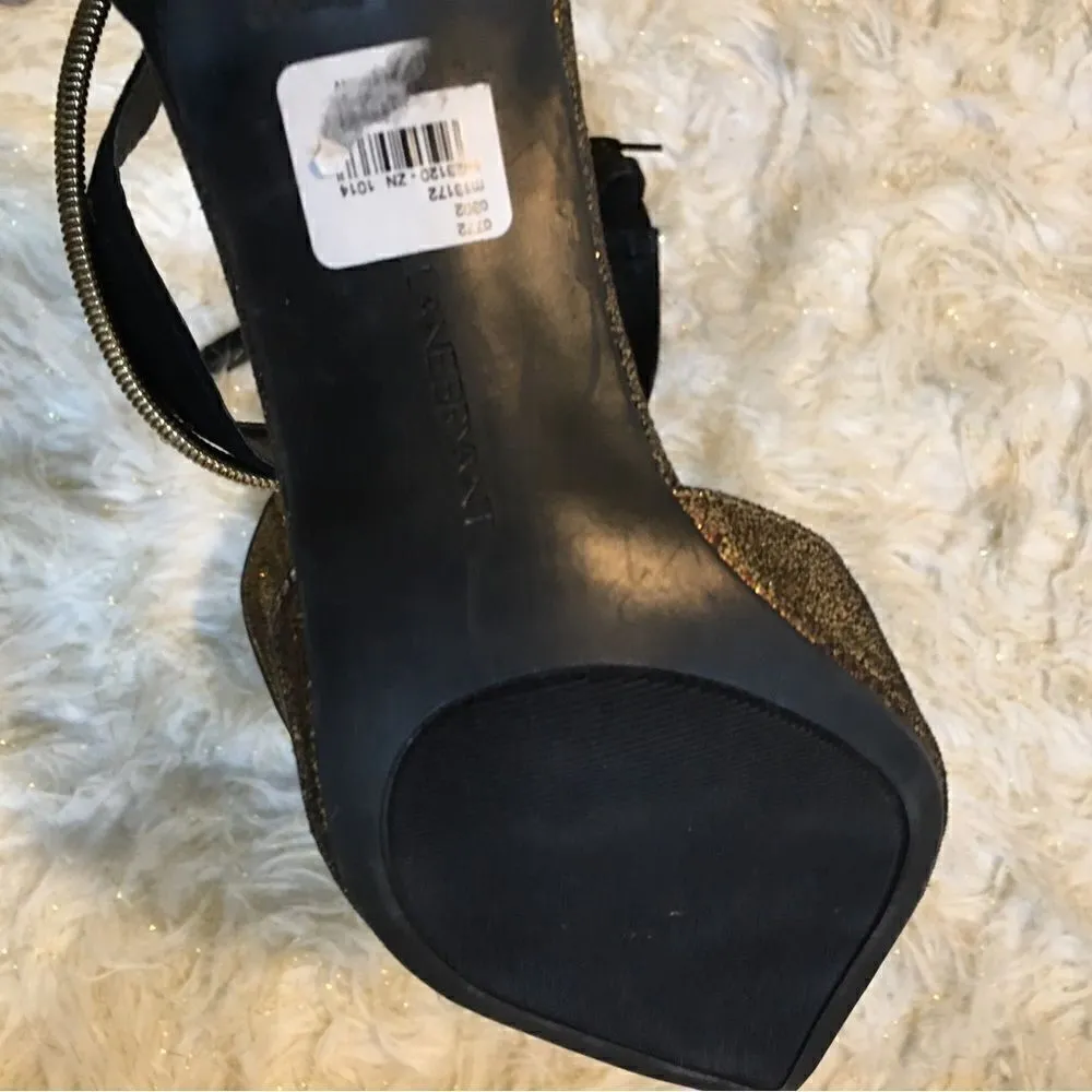 Lane Bryant Gold Shimmer Ankle bracelet heels - Image 5