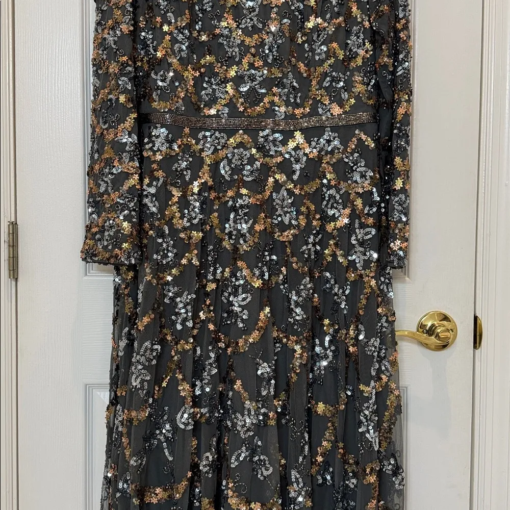 Mac Duggal 5496 Embellished Illusion High Neck Long Sleeve A Line Gown Sz 16 NWT - Image 7