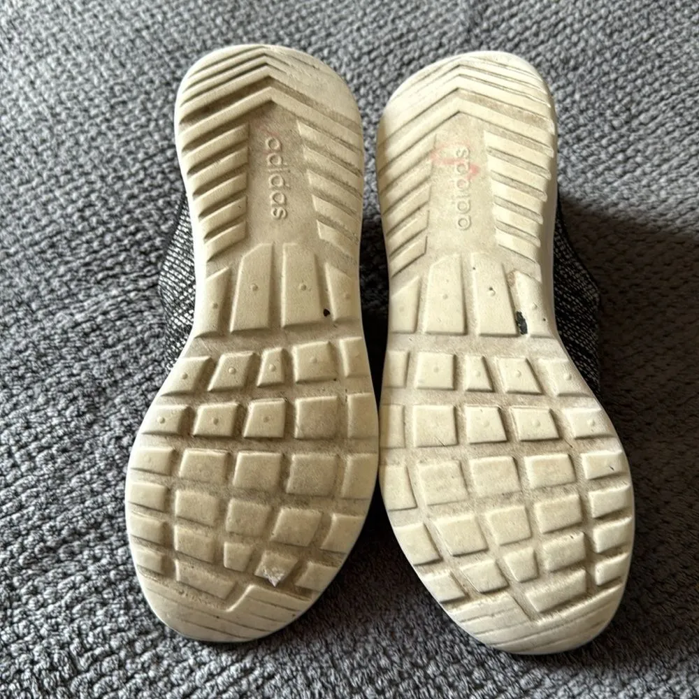 Adidas Cloudfoam Pure Black White Knit Slip-On Running Sneakers‎ Size 6 - Image 12