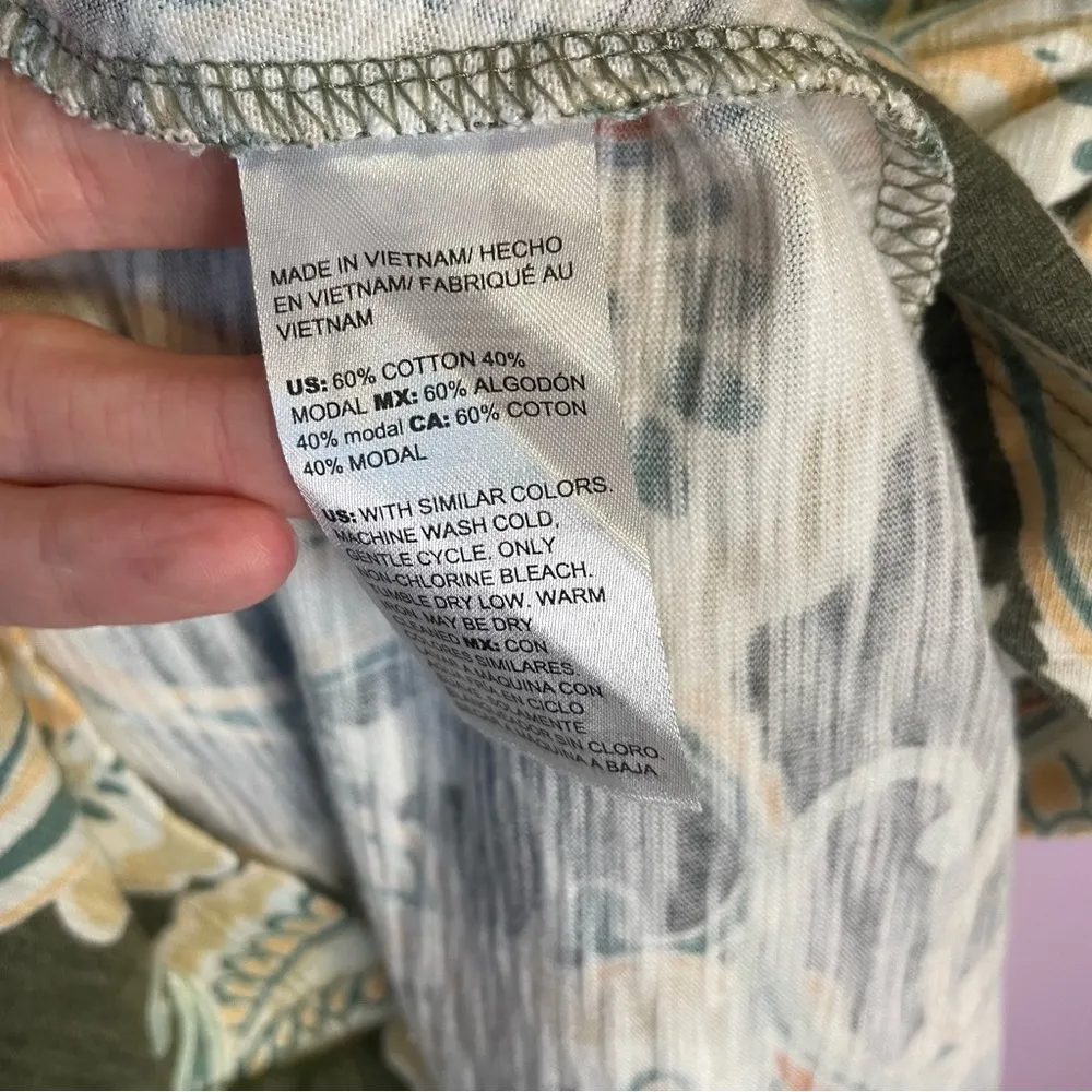 Chico's Green Paisley Printed Side-Tie Cotton Modal Slub Dress Size 8 - Image 7