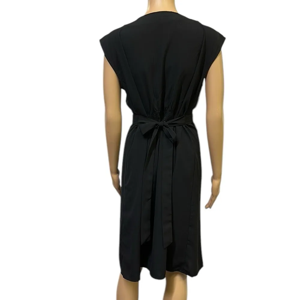 Motherhood Maternity Black V Neck Midi Empire Waist Short Sleeve Dress Medium Size undefined - Image 6