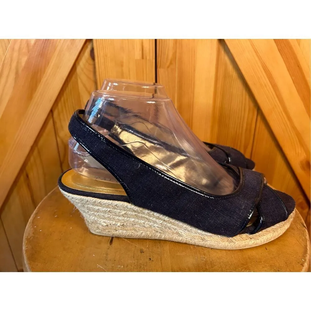 Talbots Sandals Womens 8 Espadrille Wedge Slingback  Fabric Peep Toe Casual - Image 3