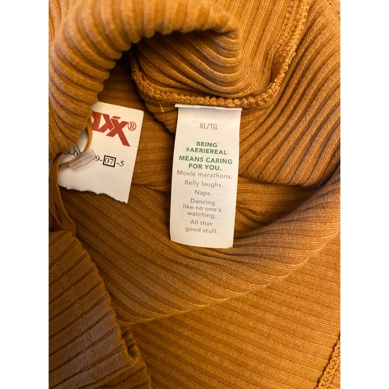 NWT Aerie Women's Size XL Brown Corduroy One Shoulder Off the Shoulder Top - Image 4