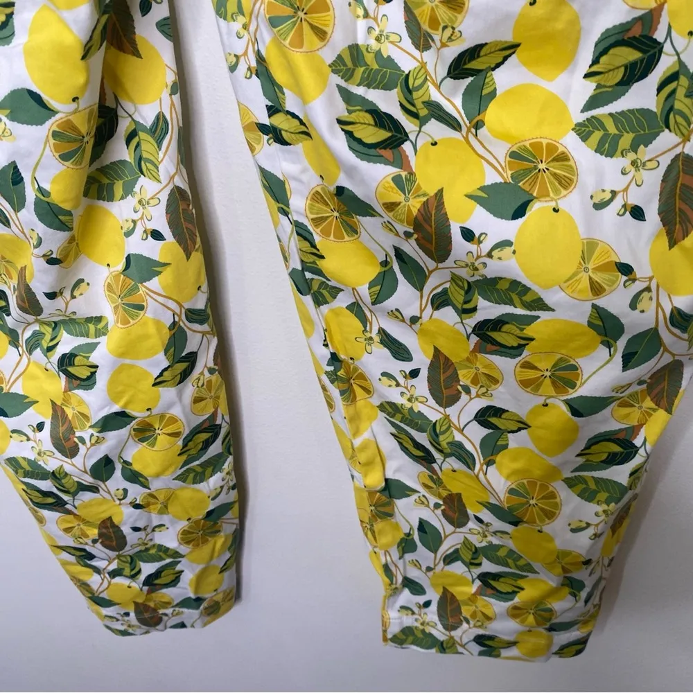 Boden Danby Lemon Print High Waist Stretch Pull On Pants 12R Size 12 - Image 9