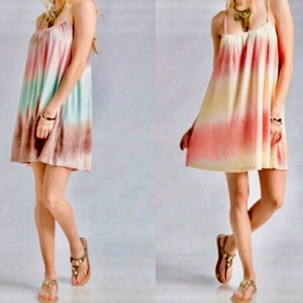 Pink Orange Yellow Tie Dye Sun Dress Fully Lined Size undefined - Image 6