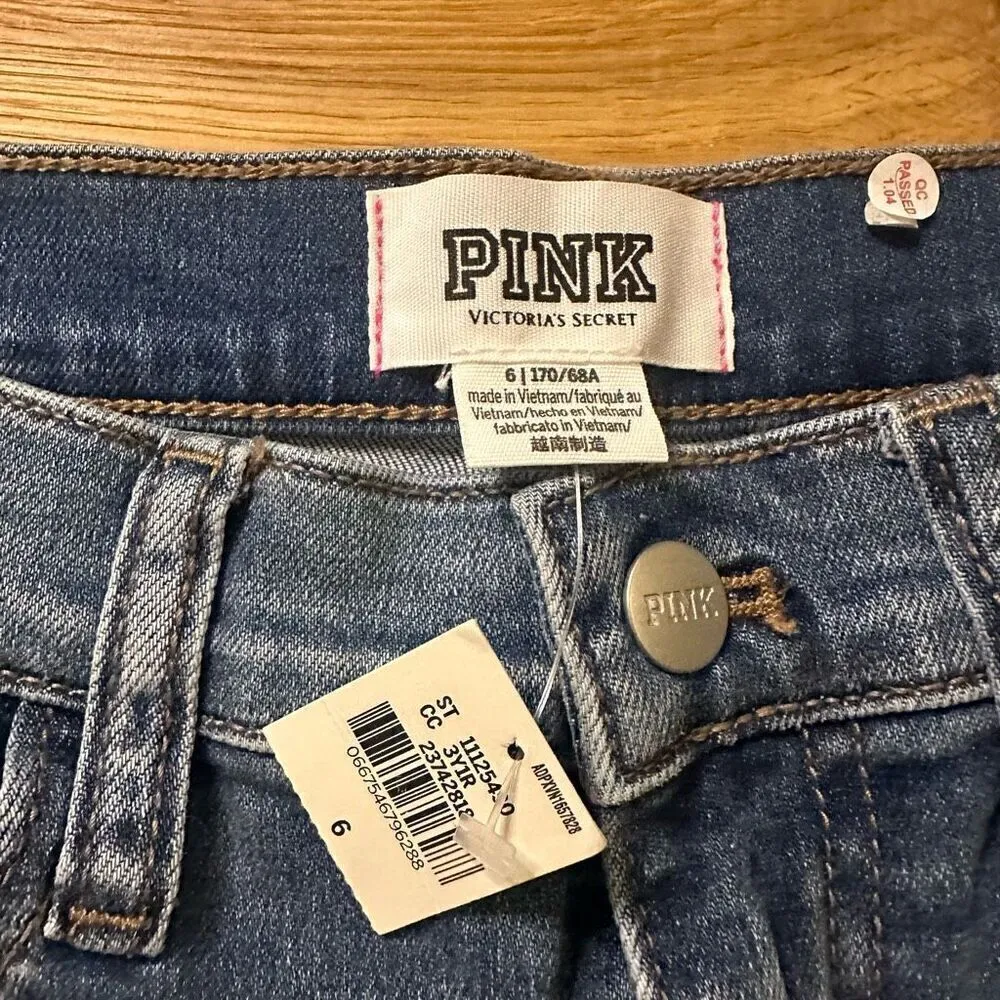 NWT Pink Victoria Secrets high waisted cut off shorts 6 - Image 2