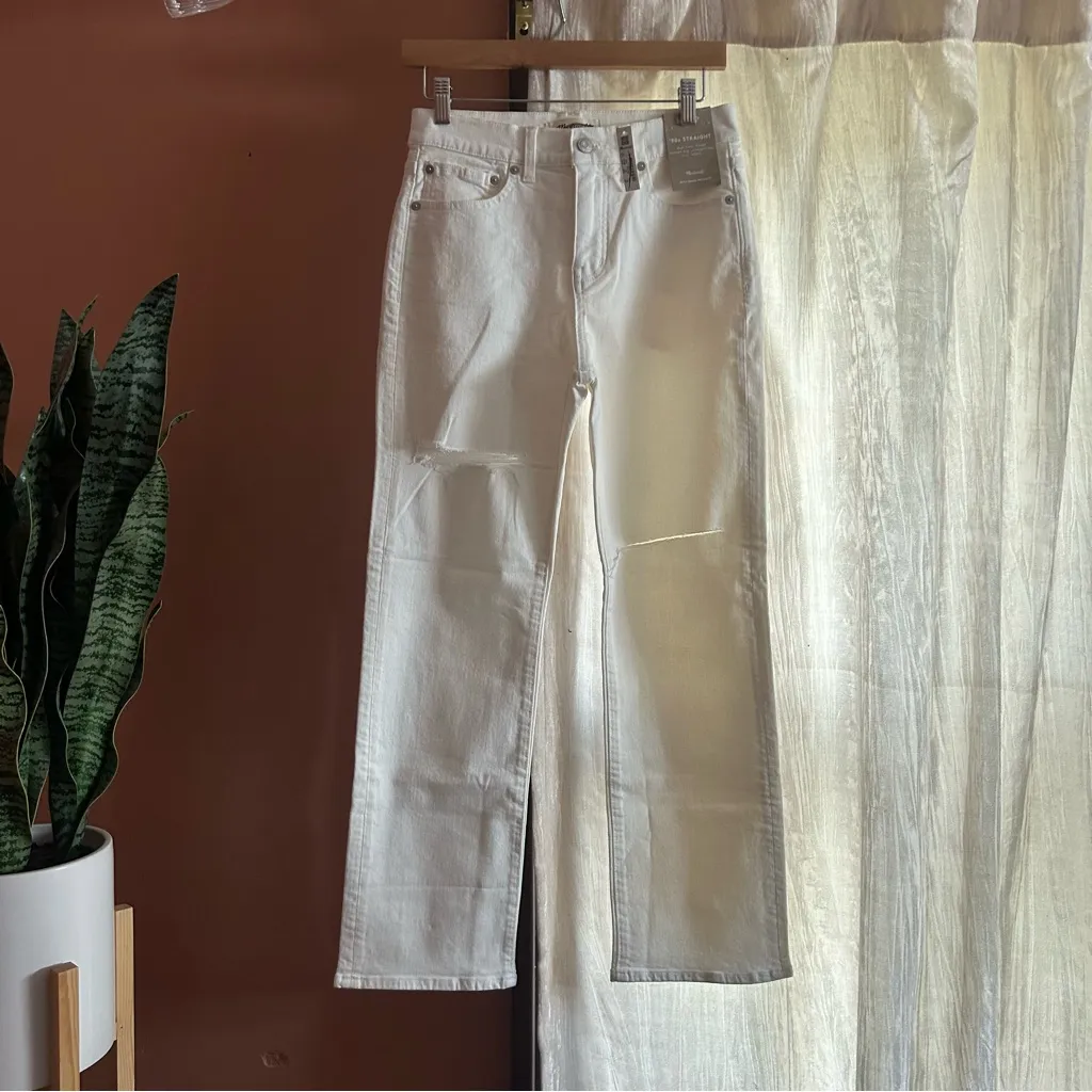 Madewell The Petite '90s‎ Straight Jean High Rise Tile White NWT Size 26P - Image 3