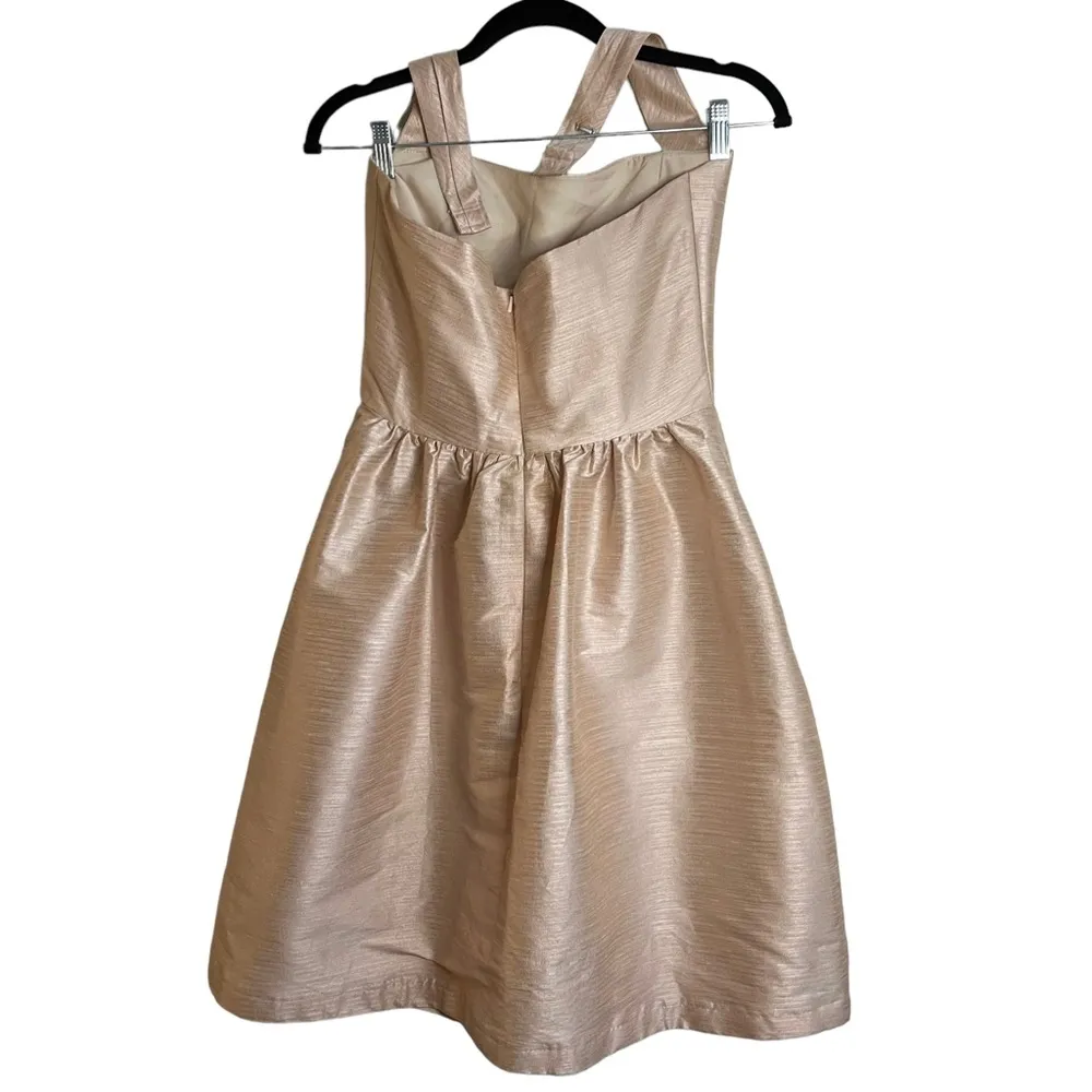 Alfred Sung Pearl Pink Dupioni Halter Bridesmaid Dress - Image 2