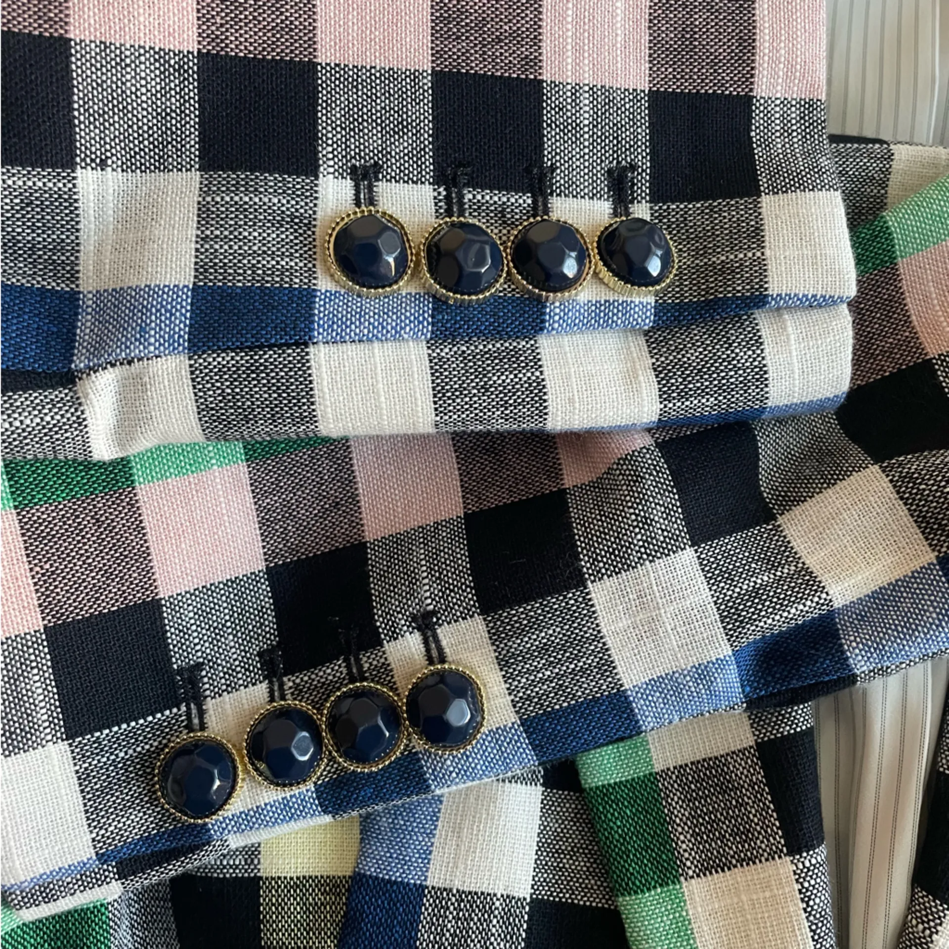 Veronica Beard Cutaway Check Dickey Blazer Jacket Plaid Colorful US 10 - Image 5