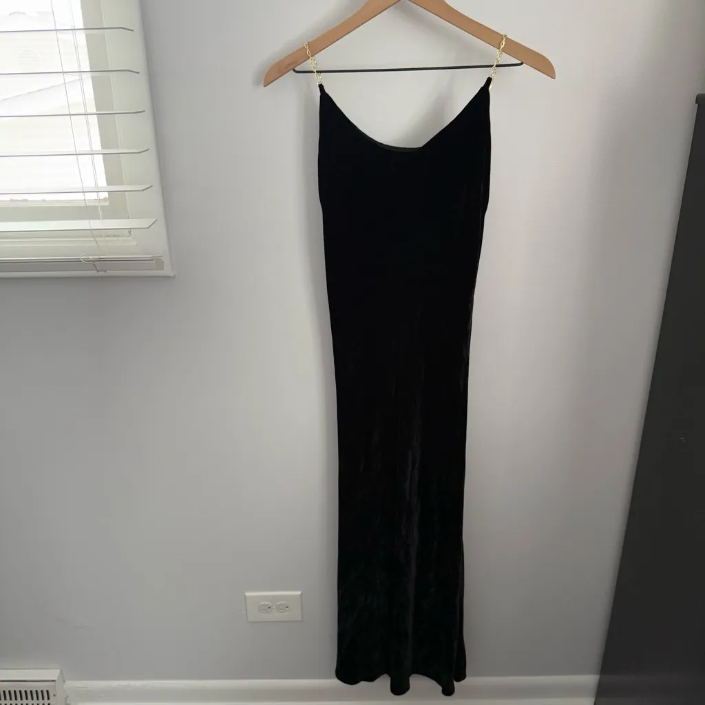 Reformation Medium Ady Velvet Maxi Dress Black Chain Strap Holiday Minimal - Image 3