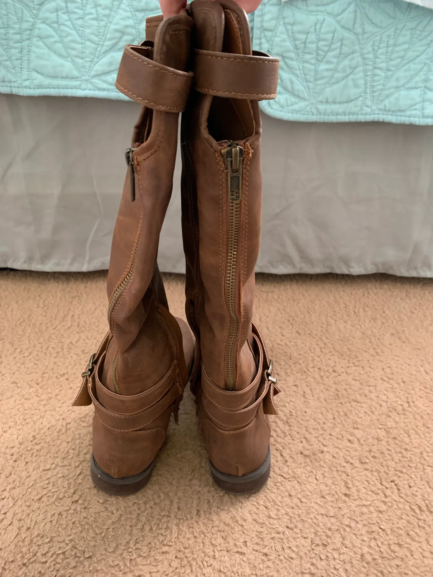 Madden Girl Brown Leather Riding Boots - Image 4