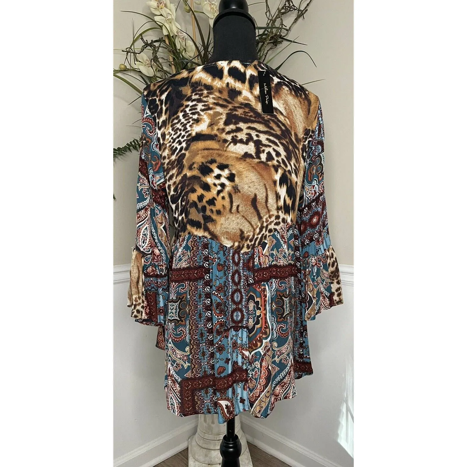 Melissa Paige Multicolored Animal Print Top SZ Med - Image 7