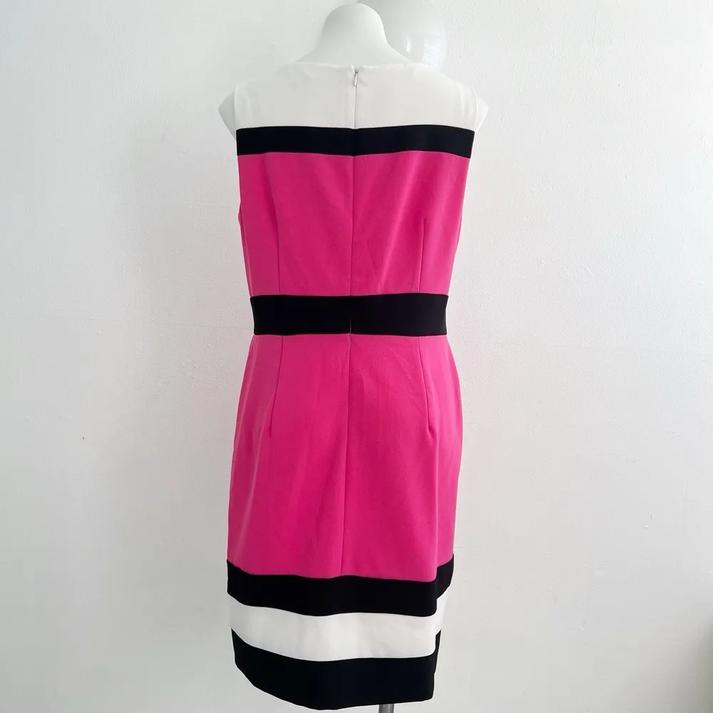 NWOT Sandra Darren Sheath ColorBlock Dress Sleeveless Pink Black Sz 14 Womens - Image 4