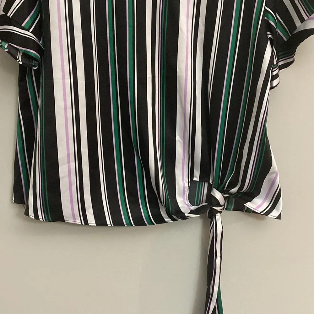 Worthington womens striped front bow top size L - Image 2