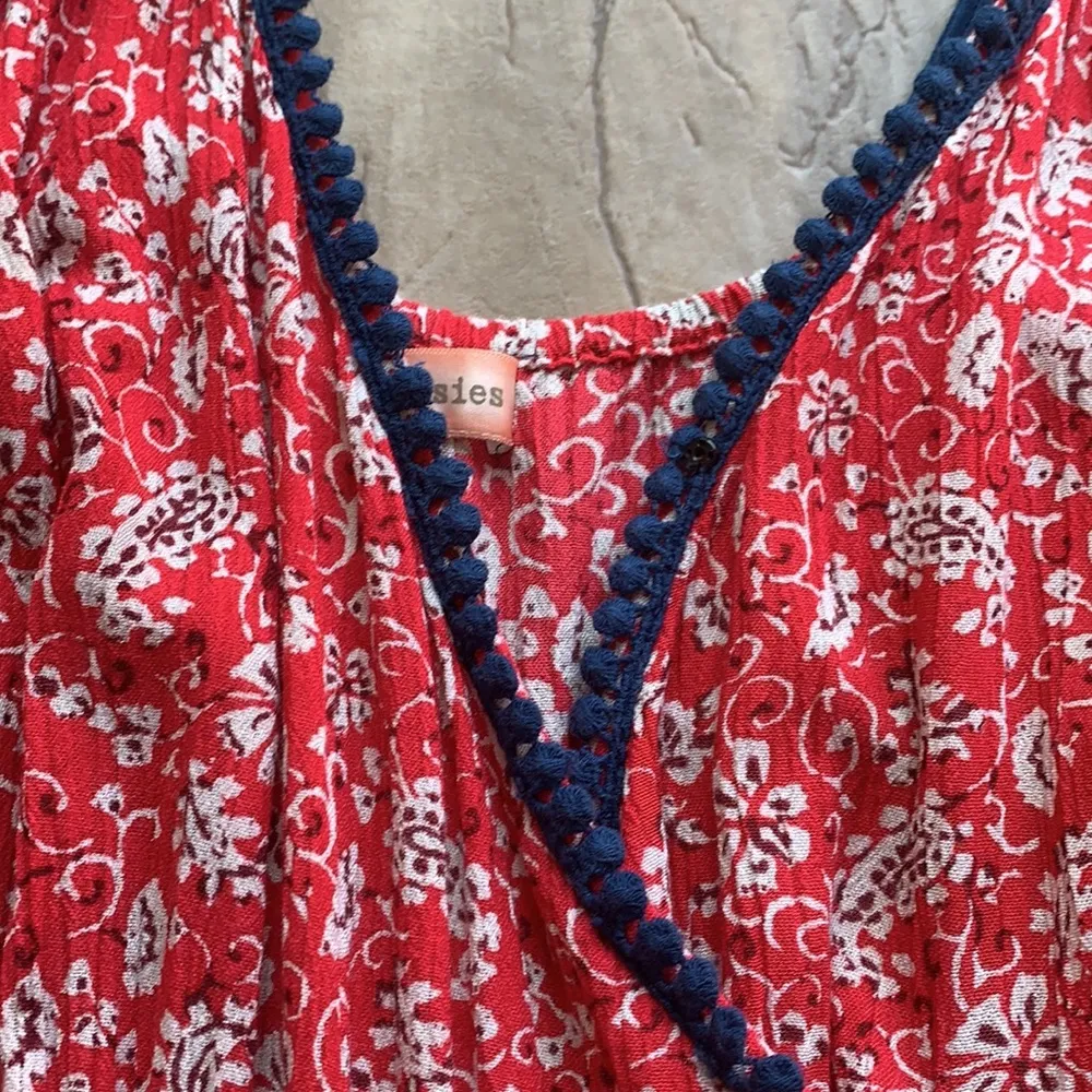 Band of Gypsies Paisley Floral Red White And Blue Romper - Image 4