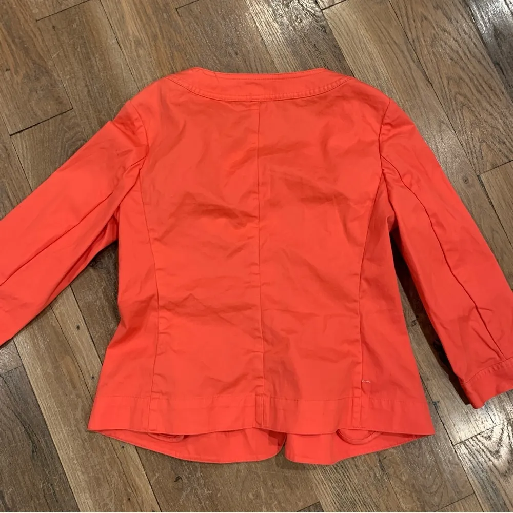 Talbots Pleated Front Orange 3/4 Sleeve Blazer Jacket Size 2 - Image 2