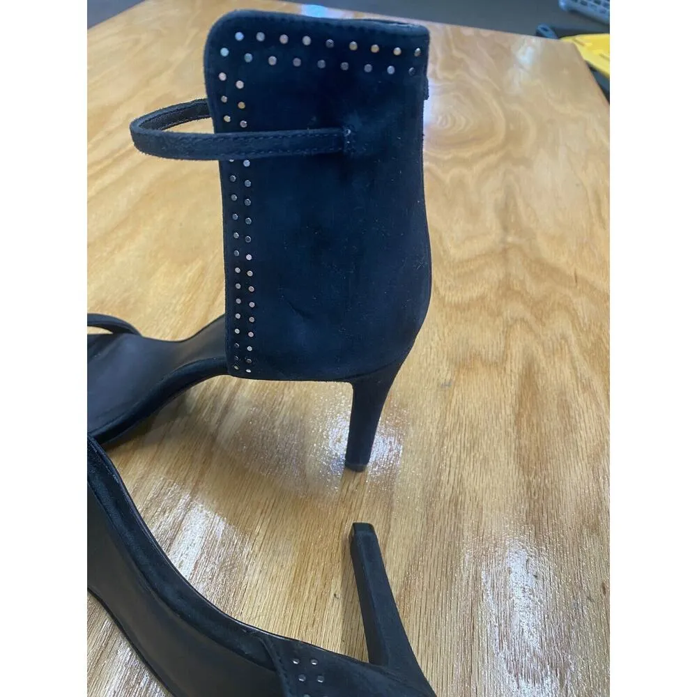 AllSaints Platform Sandals Women's 10 Black Suede Ankle Strap Preppy Hipster B65 - Image 7