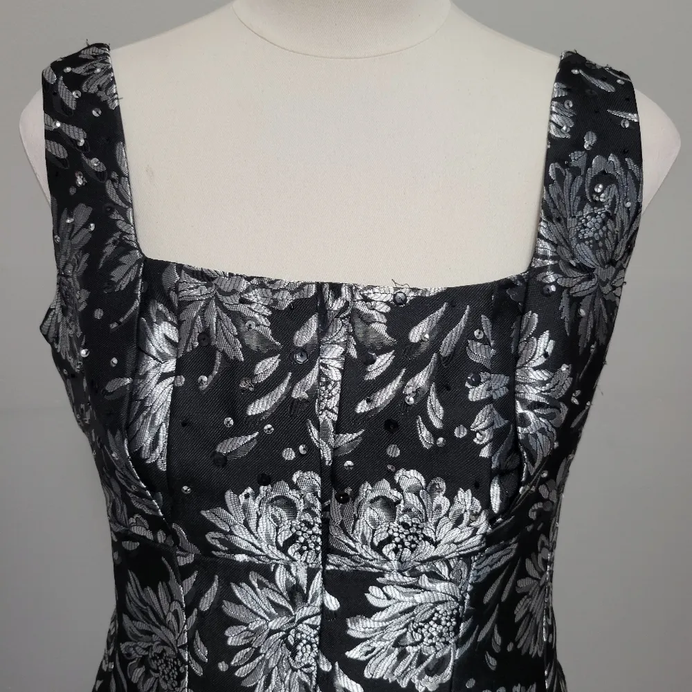 R&M Richard's black jacquard a-line  dress size 10p - Image 2