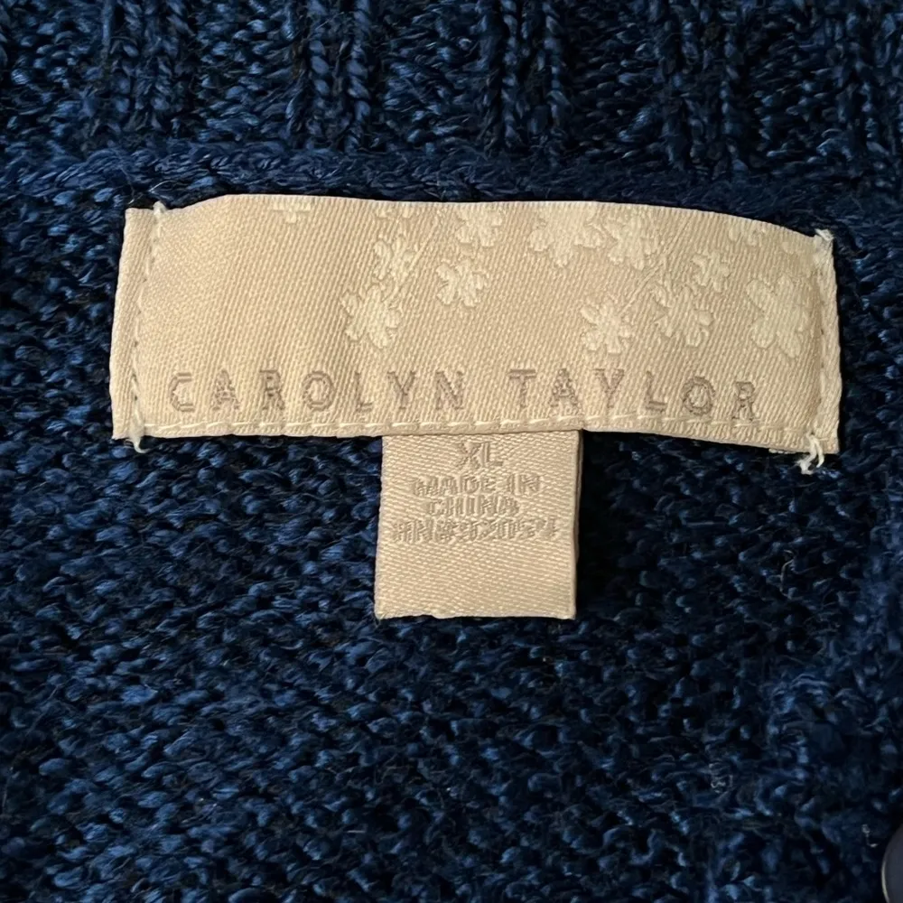 Carolyn Taylor Knit V-Neck Sweater Blue Size XLarge - Image 3