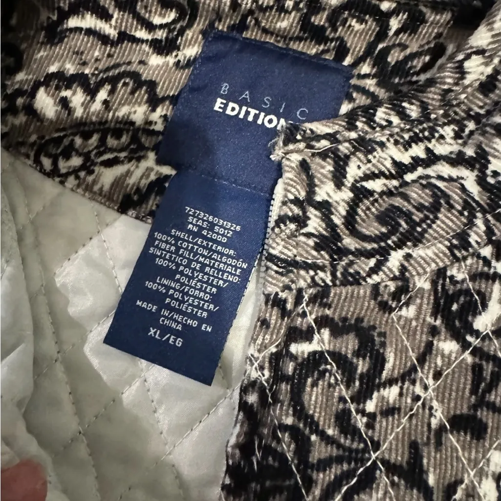 Basic Editions Woman’s Vest Size XL Zip Up Black and White - Image 3