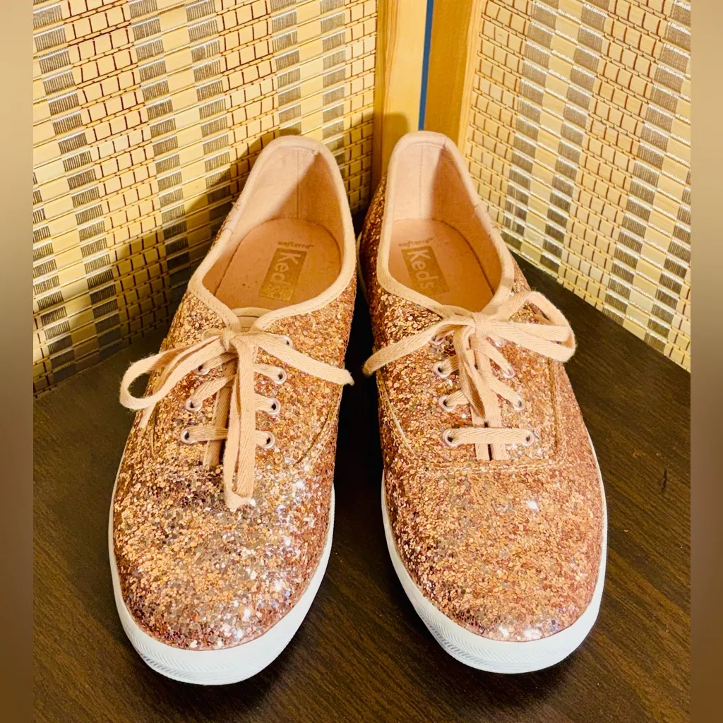 Keds Champion Glitter Celebrations Rose Gold Sneakers lace up shoes - Image 4