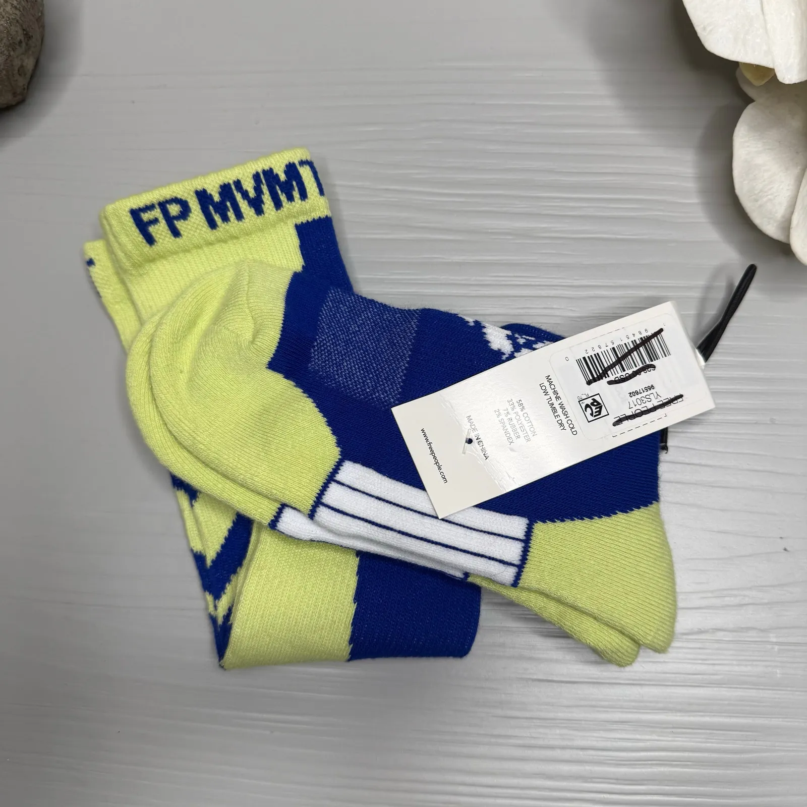 Free People knee high socks blue yellow compression socks - Image 3