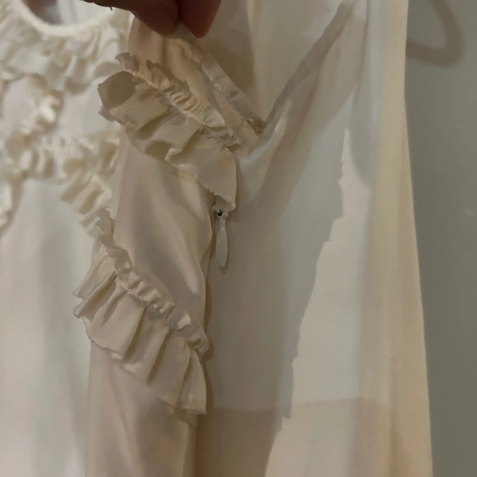 Ruffle Sleeveless Top Cream Blouse Casual Tank‎ Top Layered Ruffle Trim - Image 5