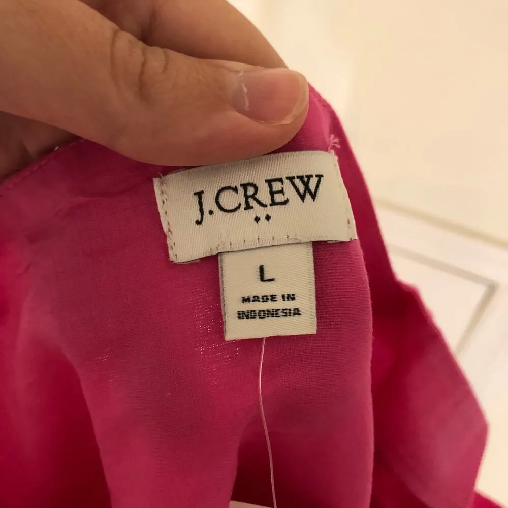 J. Crew Factory NWT Women's Linen Blend Square neck Tank Top Pink Wild Azalea L Size L - Image 4