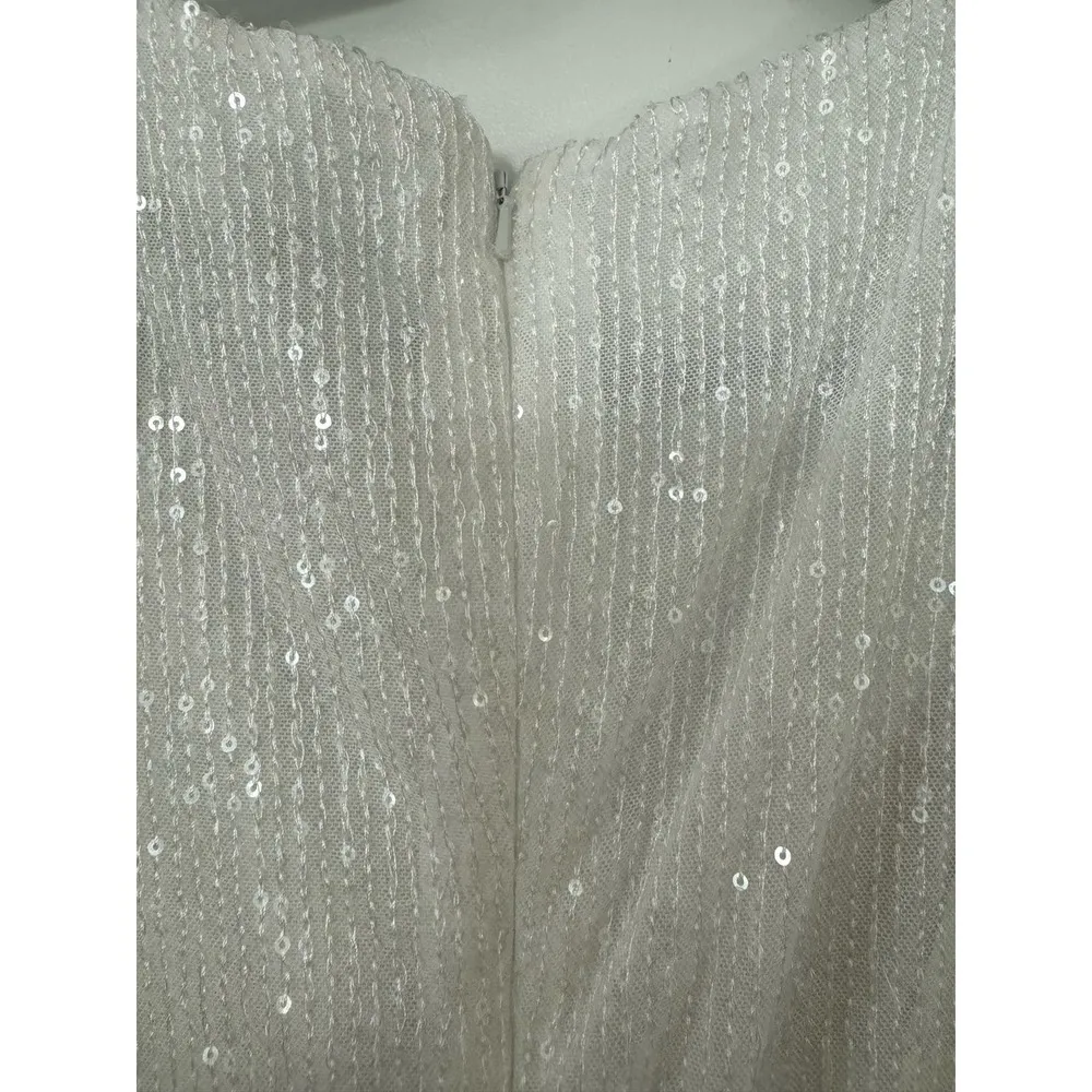 Size 2 $398 NWT Sequin Wrap High Low Long Sleeve Wrap Gown - Image 10