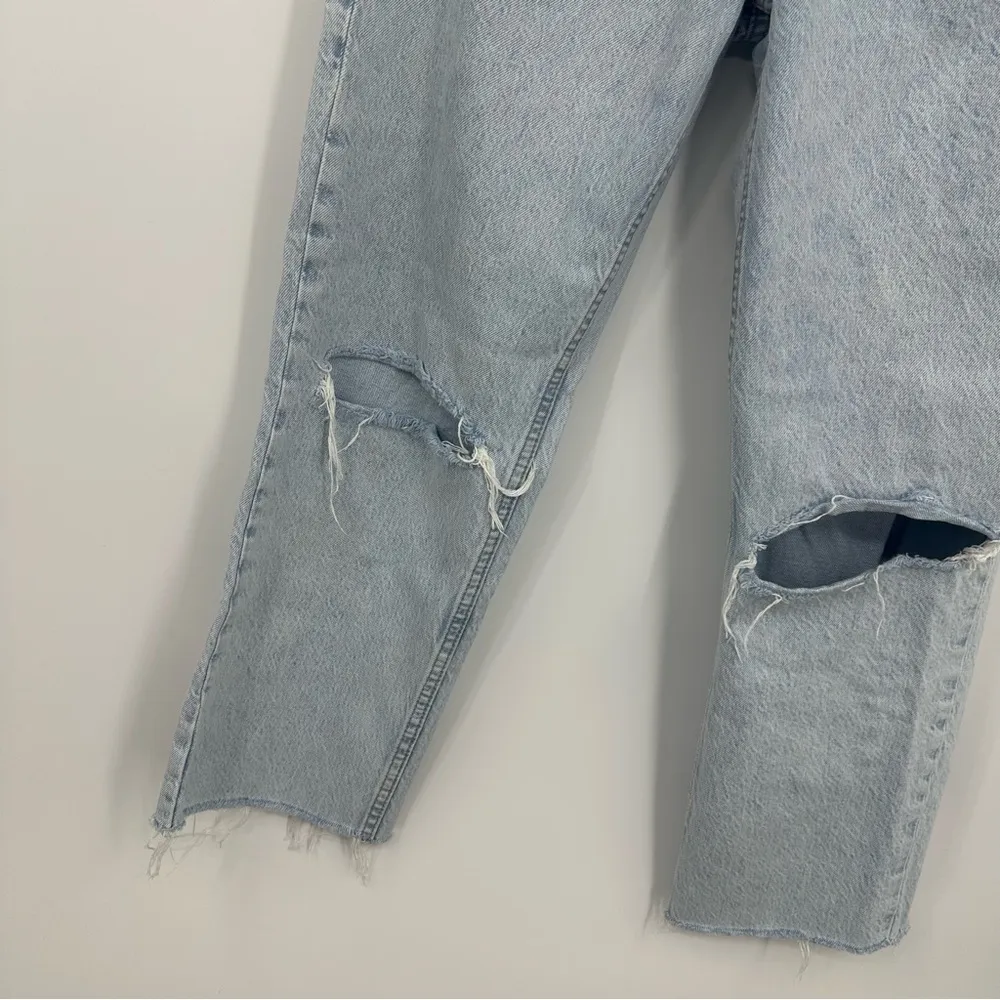 Zara Distressed Button Fly Mom Jeans Size 2 High Waisted - Image 3