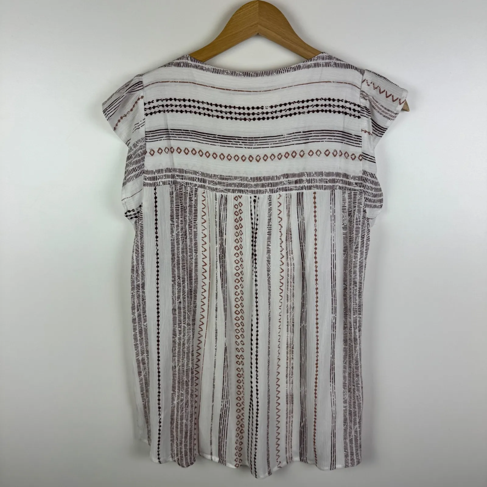 Savanna Jane‎ Embroidered Aztec Blouse Small Peasant Boho Chic Lightweight Flowy White - Image 4