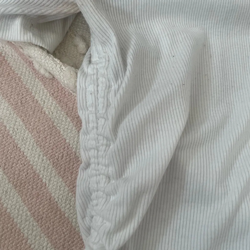 Zara Cream Ribbed Short Sleeve Tee - Image 2