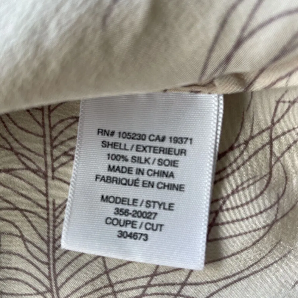 Joie Women M Silk Baby Doll Tank Top Pink Feather Print Cami 1/4 Buttons Ruffles - Image 8