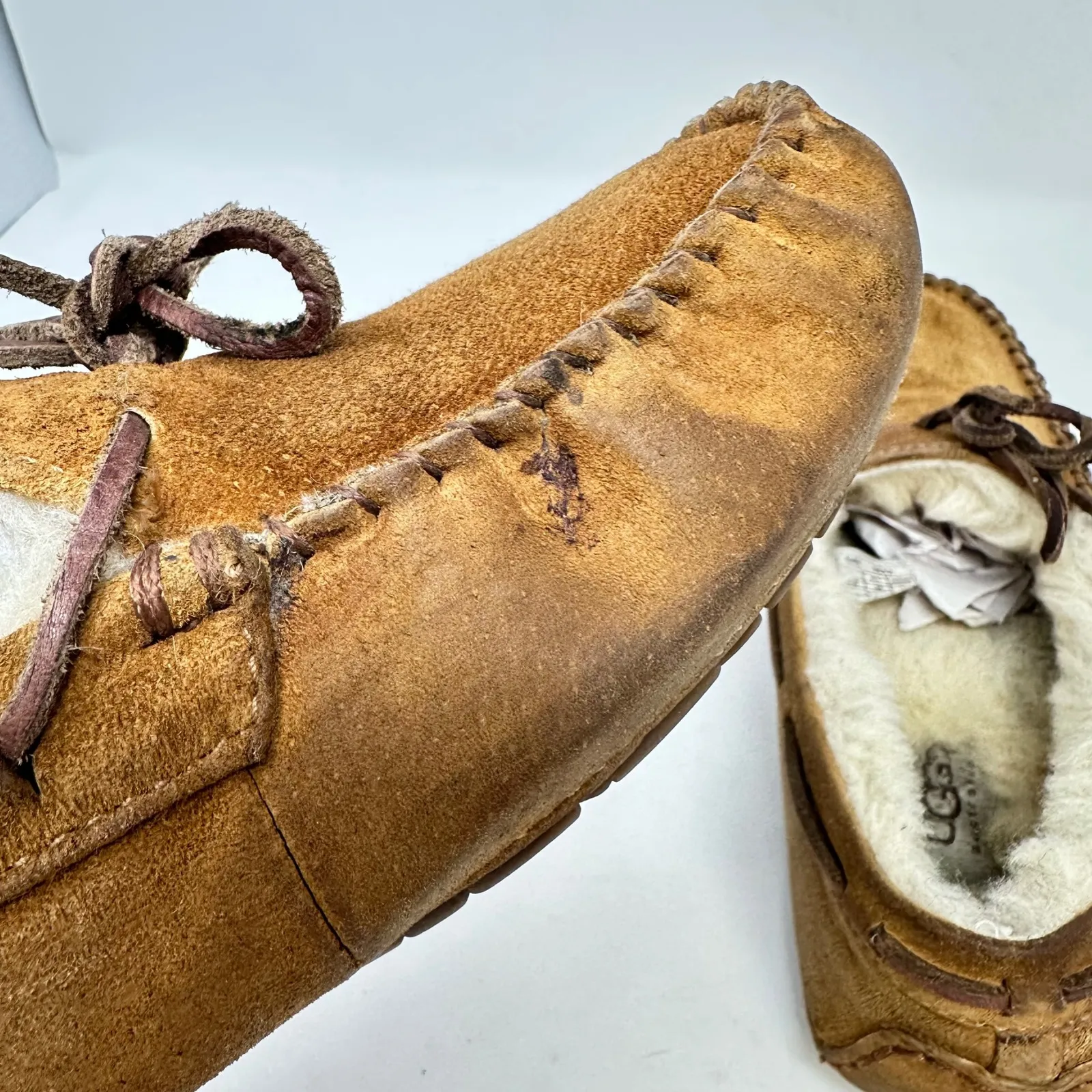 Ugg Australia Dakota Moccasin Shearling Lined Slipper Chestnut Brown Size 7‎ - Image 7