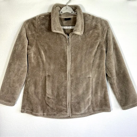 32 Degrees Heat Plush Fleece Full Zip Jacket XXL Beige Women's Soft Outerwear - Image 1