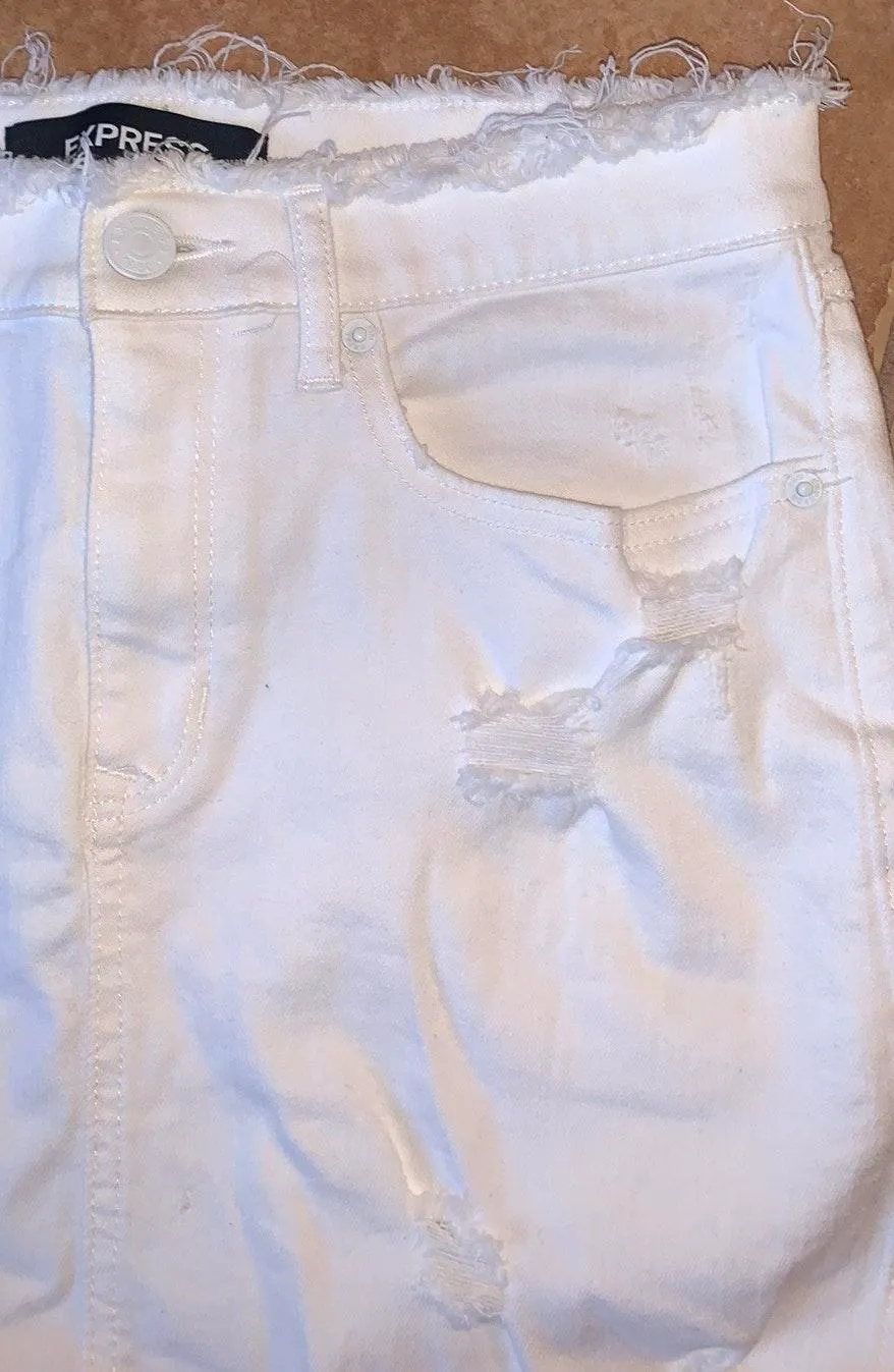 EXPRESS White Denim Skirt - Image 3